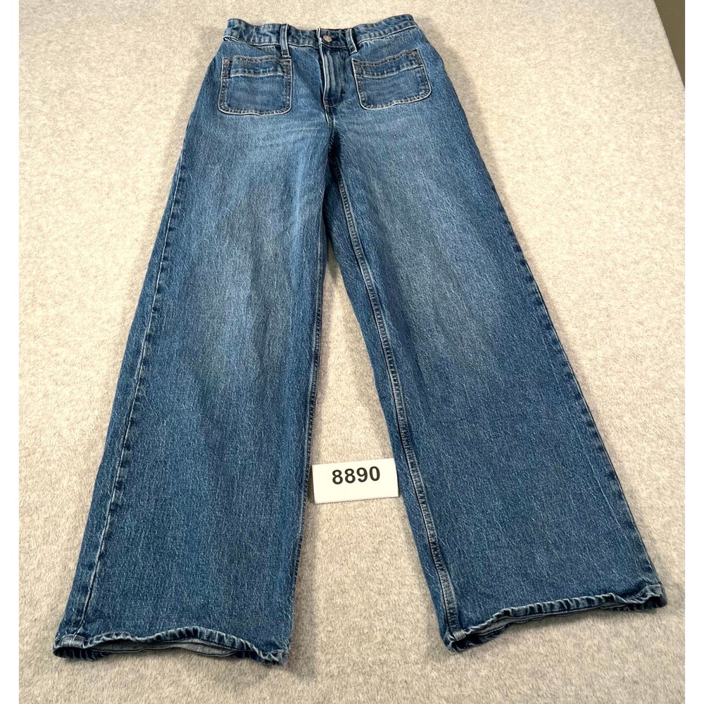 Free Assembly Jeans Womens 2 Blue Medium Wash Cotton Stretch Wide Leg Casual